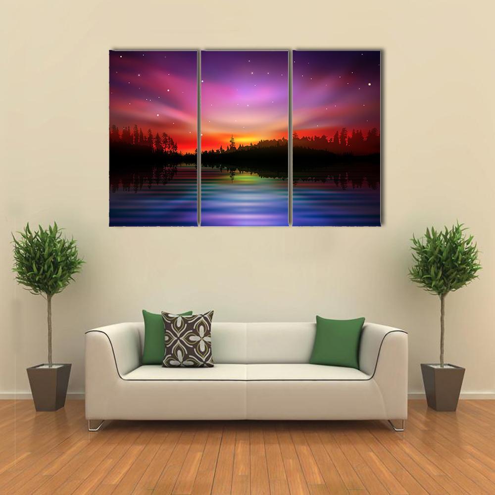 Pink Aurora Borealis Canvas Wall Art-3 Horizontal-Gallery Wrap-37" x 24"-Tiaracle