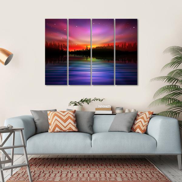 Pink Aurora Borealis Canvas Wall Art-4 Horizontal-Gallery Wrap-34" x 24"-Tiaracle