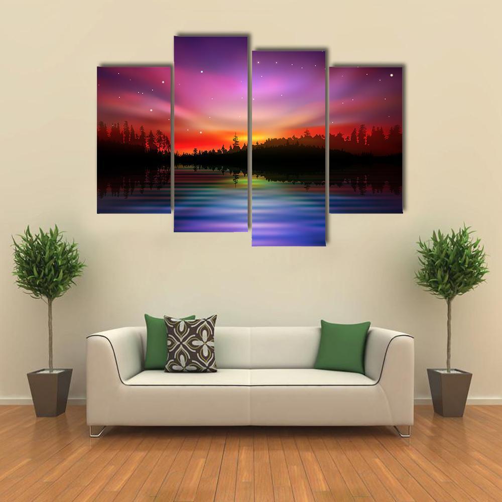 Pink Aurora Borealis Canvas Wall Art-5 Pop-Gallery Wrap-47" x 32"-Tiaracle