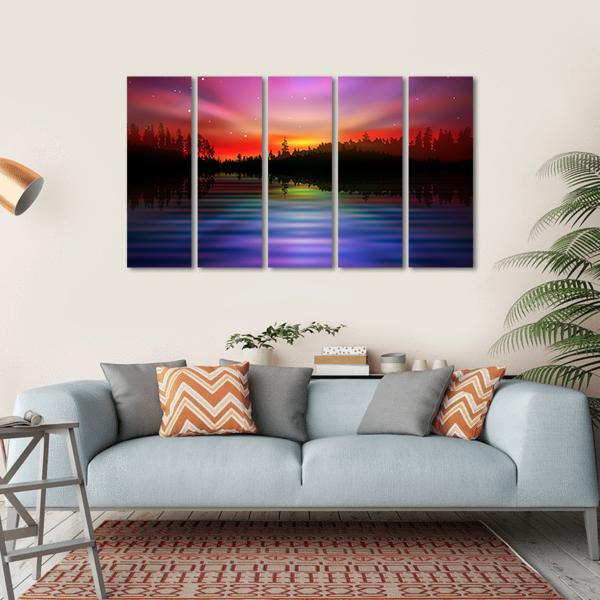 Pink Aurora Borealis Canvas Wall Art-5 Horizontal-Gallery Wrap-22" x 12"-Tiaracle