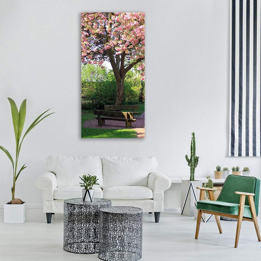 Pink Blossom In Spring Vertical Canvas Wall Art-3 Vertical-Gallery Wrap-12" x 25"-Tiaracle