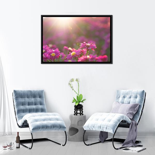 Pink Daisy Canvas Wall Art-1 Piece-Floating Frame-24" x 16"-Tiaracle