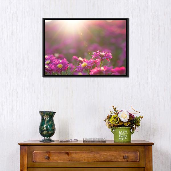 Pink Daisy Canvas Wall Art-3 Horizontal-Gallery Wrap-25" x 16"-Tiaracle