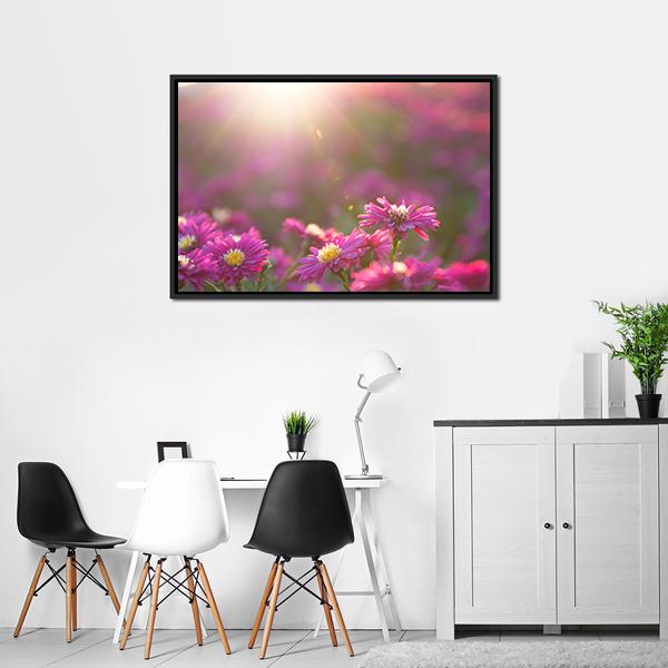 Pink Daisy Canvas Wall Art-3 Horizontal-Gallery Wrap-25" x 16"-Tiaracle