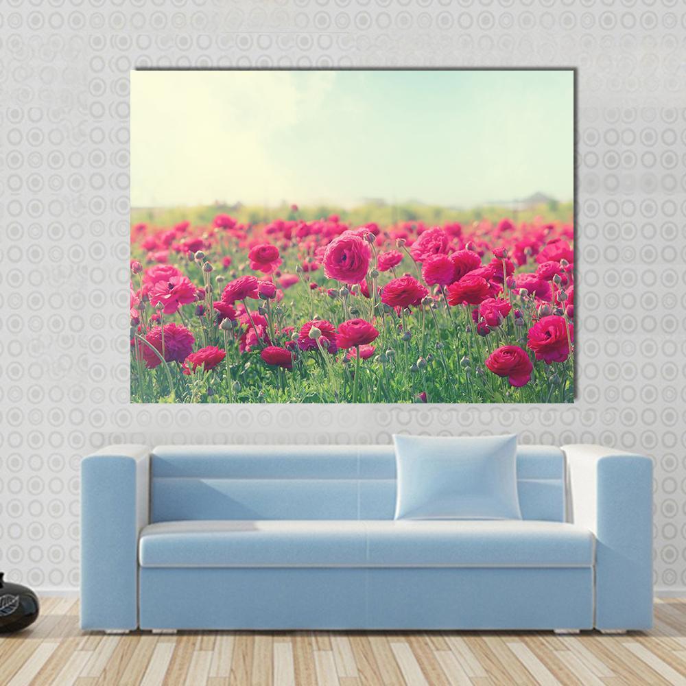 Pink Flowers In Spring Canvas Wall Art-1 Piece-Gallery Wrap-48" x 32"-Tiaracle