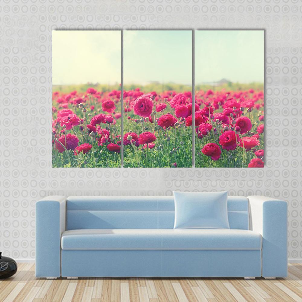 Pink Flowers In Spring Canvas Wall Art-3 Horizontal-Gallery Wrap-37" x 24"-Tiaracle