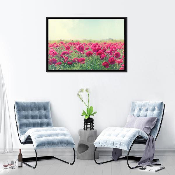 Pink Flowers In Spring Canvas Wall Art-1 Piece-Floating Frame-24" x 16"-Tiaracle