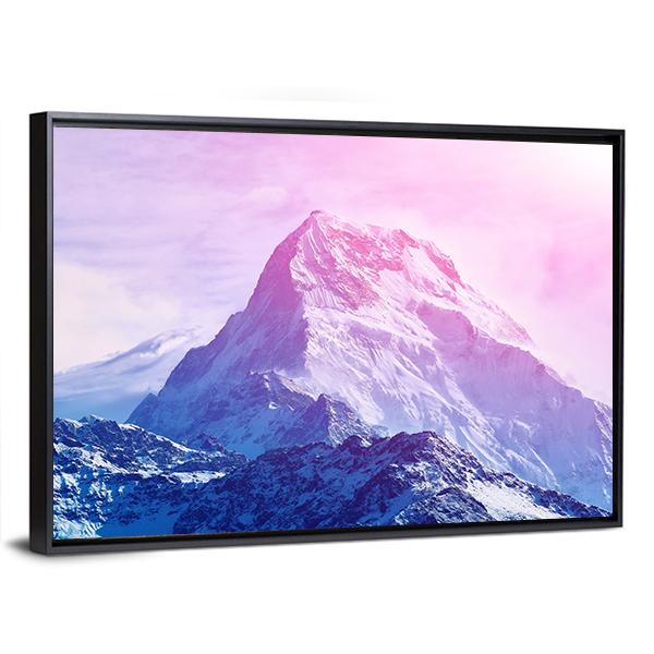 Pink Snowy Mountain Canvas Wall Art-3 Horizontal-Gallery Wrap-25" x 16"-Tiaracle