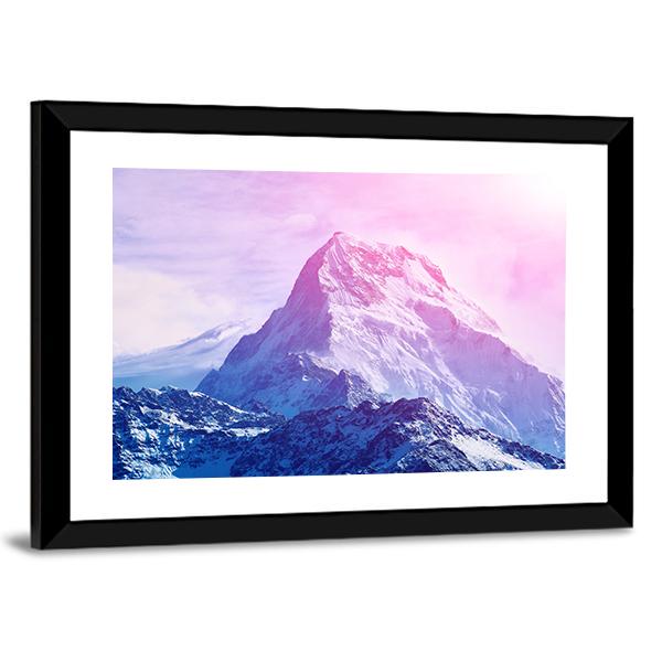 Pink Snowy Mountain Canvas Wall Art-3 Horizontal-Gallery Wrap-25" x 16"-Tiaracle
