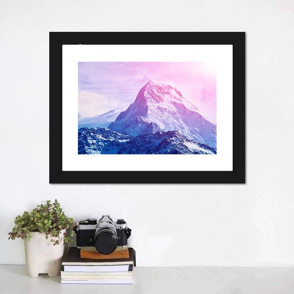Pink Snowy Mountain Canvas Wall Art-3 Horizontal-Gallery Wrap-25" x 16"-Tiaracle