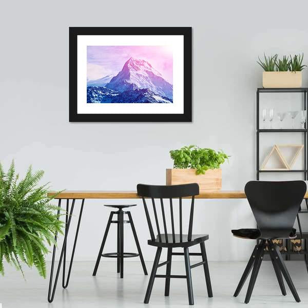Pink Snowy Mountain Canvas Wall Art-3 Horizontal-Gallery Wrap-25" x 16"-Tiaracle