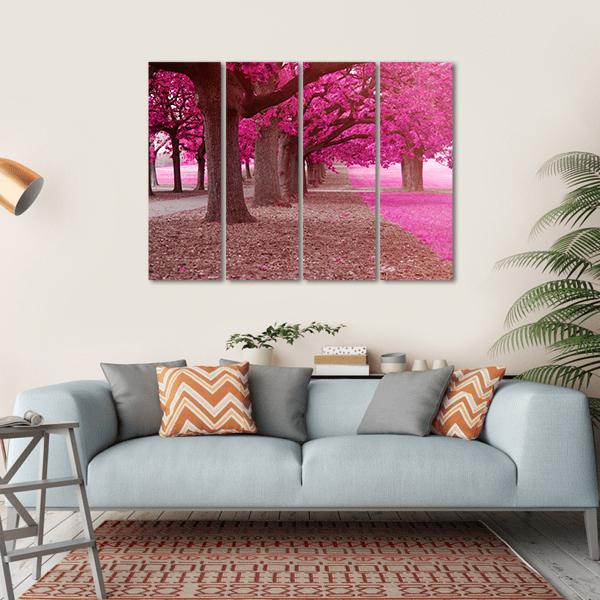 Pink Trees Park Canvas Wall Art-1 Piece-Gallery Wrap-36" x 24"-Tiaracle