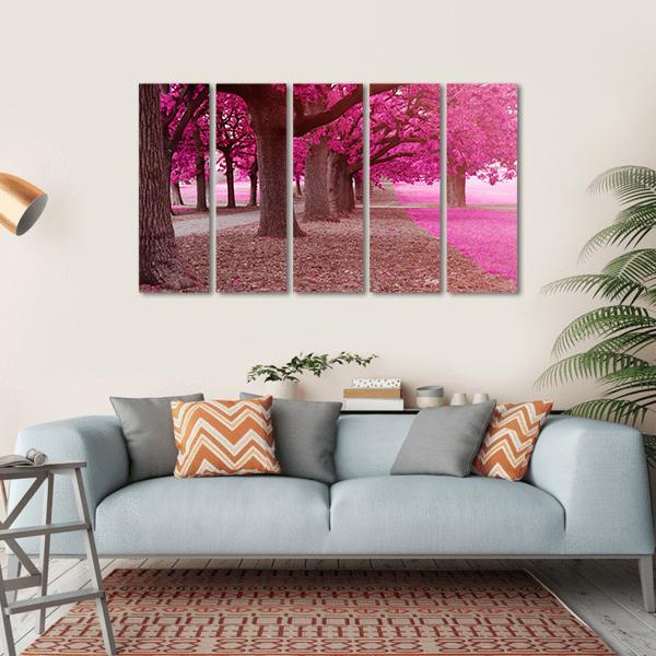 Pink Trees Park Canvas Wall Art-5 Horizontal-Gallery Wrap-22" x 12"-Tiaracle