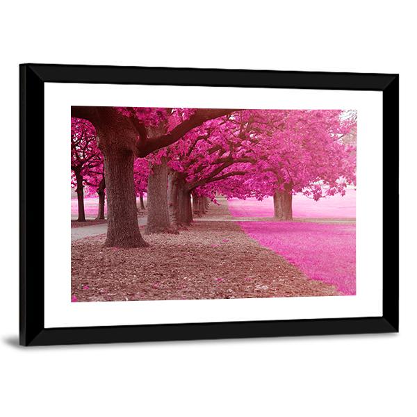 Pink Trees Park Canvas Wall Art-3 Horizontal-Gallery Wrap-25" x 16"-Tiaracle