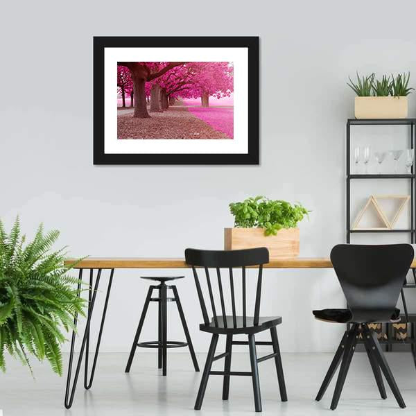 Pink Trees Park Canvas Wall Art-3 Horizontal-Gallery Wrap-25" x 16"-Tiaracle