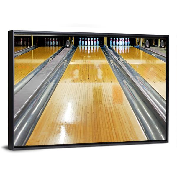 Pins At The End Of Bowling Lane Canvas Wall Art-3 Horizontal-Gallery Wrap-25&quot; x 16&quot;-Tiaracle
