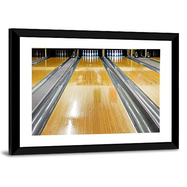 Pins At The End Of Bowling Lane Canvas Wall Art-3 Horizontal-Gallery Wrap-25&quot; x 16&quot;-Tiaracle