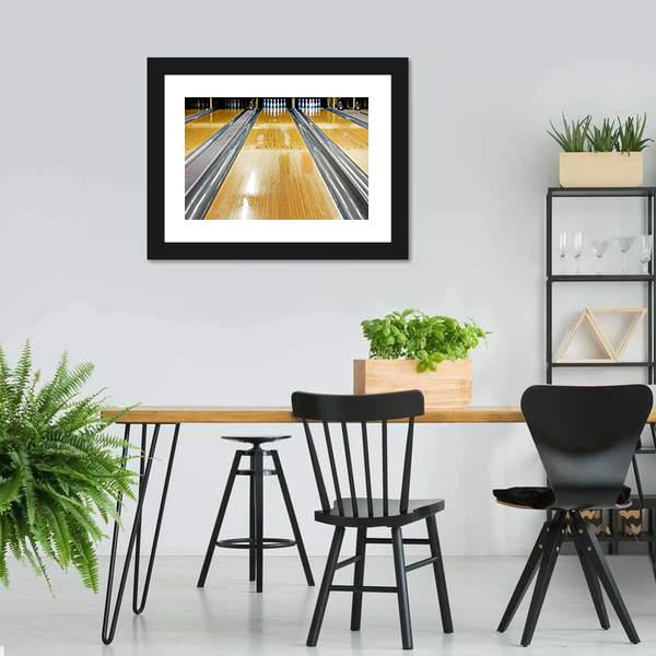 Pins At The End Of Bowling Lane Canvas Wall Art-3 Horizontal-Gallery Wrap-25&quot; x 16&quot;-Tiaracle