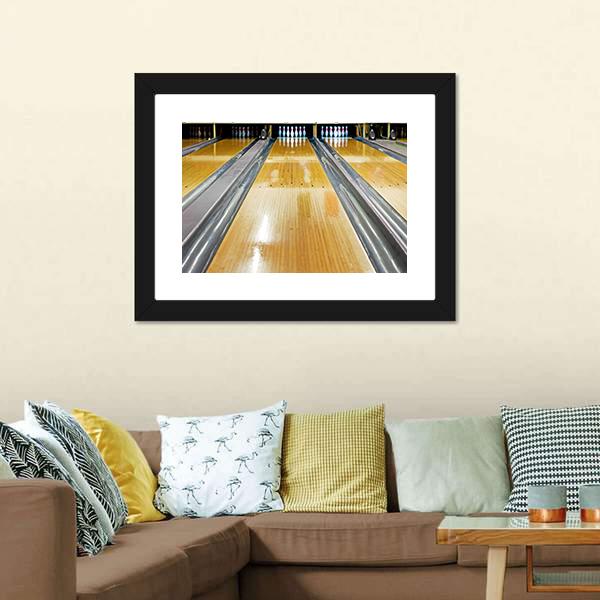 Pins At The End Of Bowling Lane Canvas Wall Art-3 Horizontal-Gallery Wrap-25&quot; x 16&quot;-Tiaracle