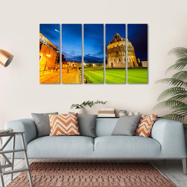 Pisa Tower Landmark Italy In Twilight Time Canvas Wall Art-5 Horizontal-Gallery Wrap-22" x 12"-Tiaracle