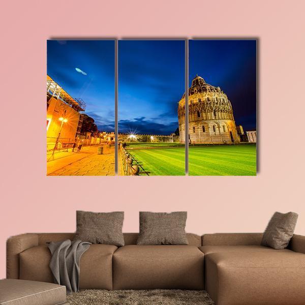 Pisa Tower Landmark Italy In Twilight Time Canvas Wall Art-3 Horizontal-Gallery Wrap-37" x 24"-Tiaracle