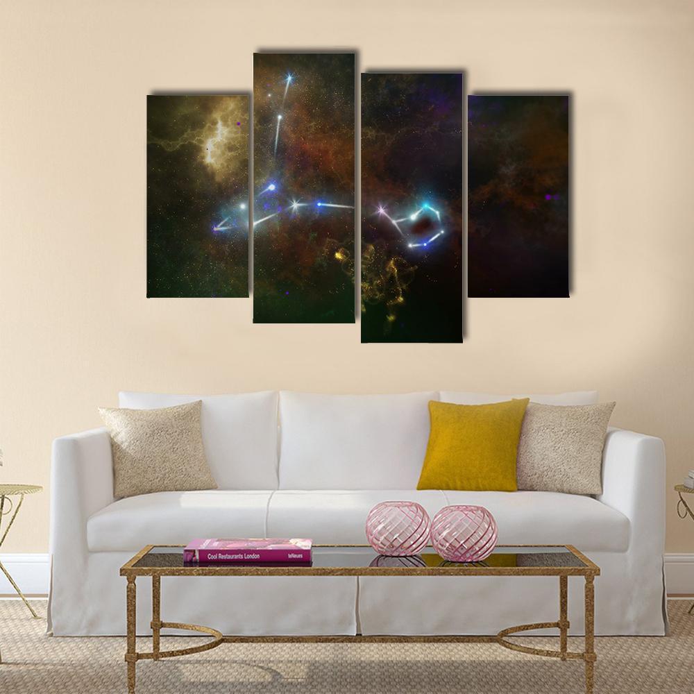 Pisces Constellation Canvas Wall Art-4 Pop-Gallery Wrap-34" x 20"-Tiaracle
