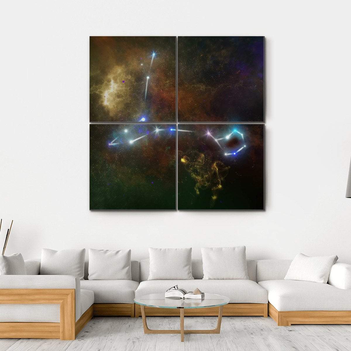 Pisces Constellation Canvas Wall Art-4 Square-Gallery Wrap-17" x 17"-Tiaracle