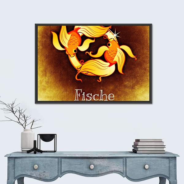 Pisces Horoscope Canvas Wall Art-1 Piece-Floating Frame-24" x 16"-Tiaracle