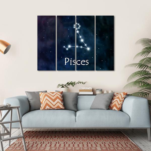 Pisces Horoscope Constellation Canvas Wall Art-4 Horizontal-Gallery Wrap-34" x 24"-Tiaracle