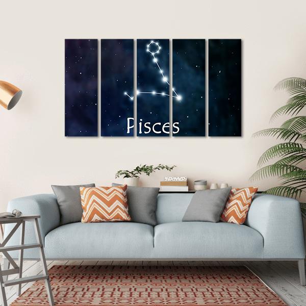 Pisces Horoscope Constellation Canvas Wall Art-5 Horizontal-Gallery Wrap-22" x 12"-Tiaracle