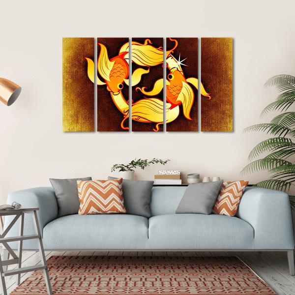 Pisces Horoscope Canvas Wall Art-5 Horizontal-Gallery Wrap-22" x 12"-Tiaracle