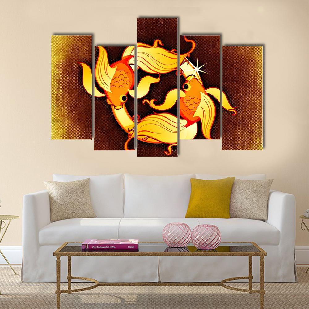 Pisces Horoscope Canvas Wall Art-5 Pop-Gallery Wrap-32" x 21"-Tiaracle