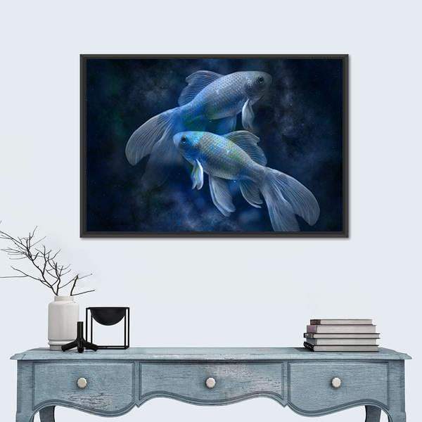 Pisces Sign Vertical Canvas Wall Art-3 Vertical-Gallery Wrap-12" x 25"-Tiaracle