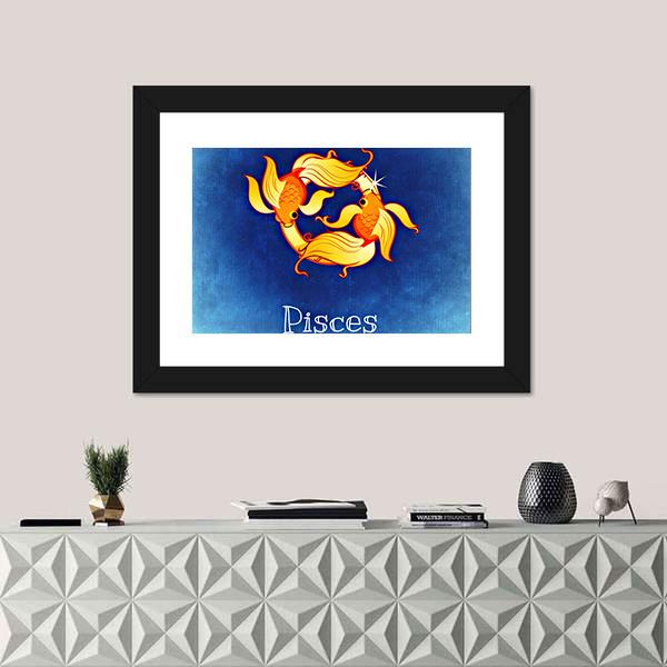 Pisces Zodiac Sign Canvas Wall Art-1 Piece-Framed Print-20" x 16"-Tiaracle