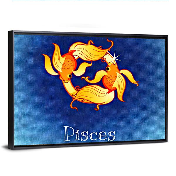 Pisces Zodiac Sign Canvas Wall Art-3 Horizontal-Gallery Wrap-25" x 16"-Tiaracle
