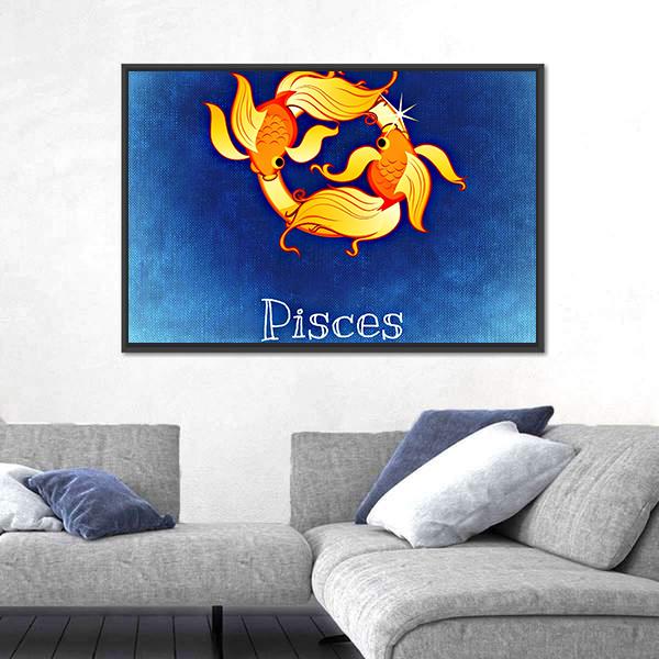 Pisces Zodiac Sign Canvas Wall Art-3 Horizontal-Gallery Wrap-25" x 16"-Tiaracle