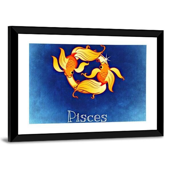 Pisces Zodiac Sign Canvas Wall Art-3 Horizontal-Gallery Wrap-25" x 16"-Tiaracle