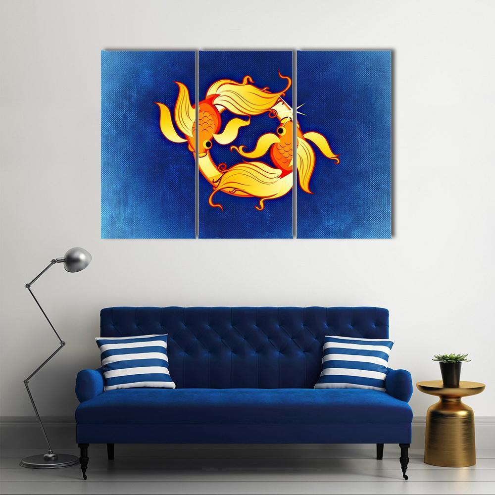 Pisces Zodiac Sign Canvas Wall Art-3 Horizontal-Gallery Wrap-25" x 16"-Tiaracle