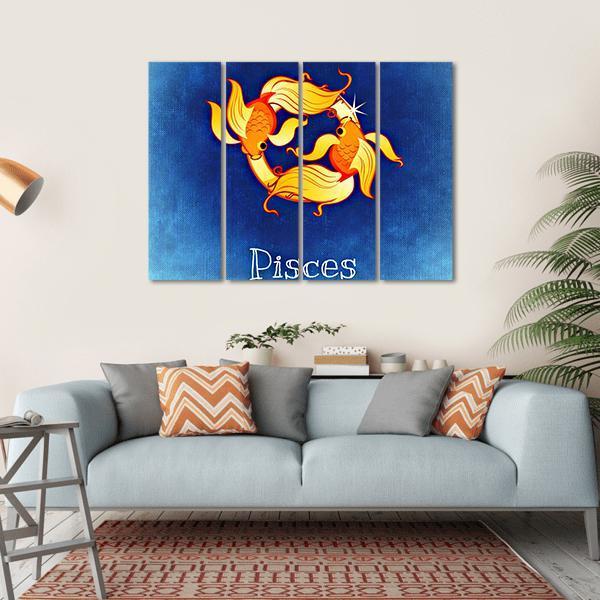 Pisces Zodiac Sign Canvas Wall Art-4 Horizontal-Gallery Wrap-34" x 24"-Tiaracle