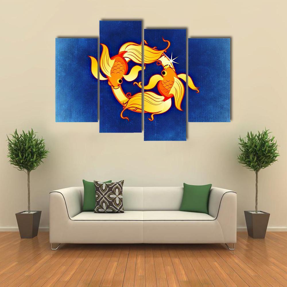 Pisces Zodiac Sign Canvas Wall Art-4 Pop-Gallery Wrap-34" x 20"-Tiaracle
