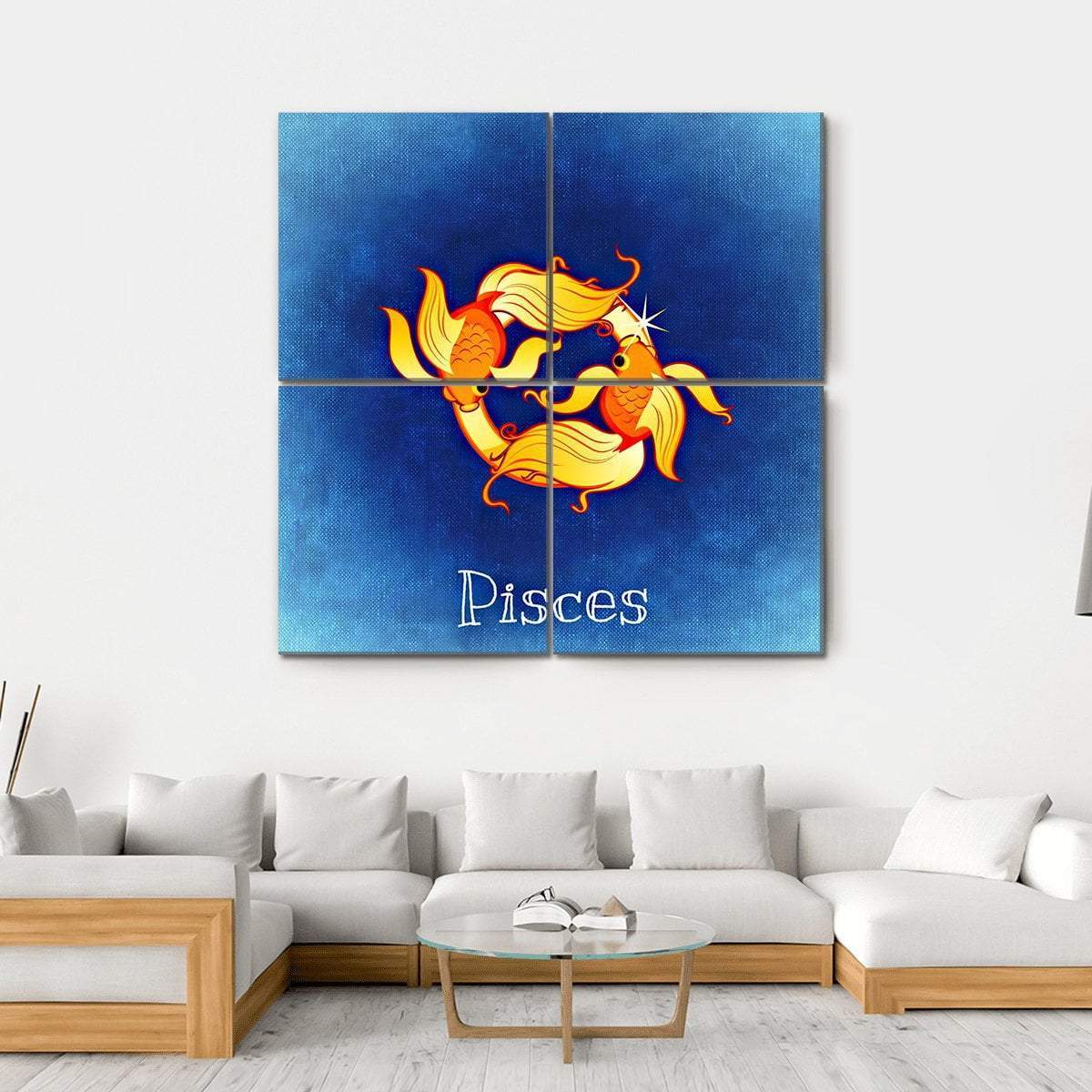 Pisces Zodiac Sign Canvas Wall Art-4 Square-Gallery Wrap-17" x 17"-Tiaracle