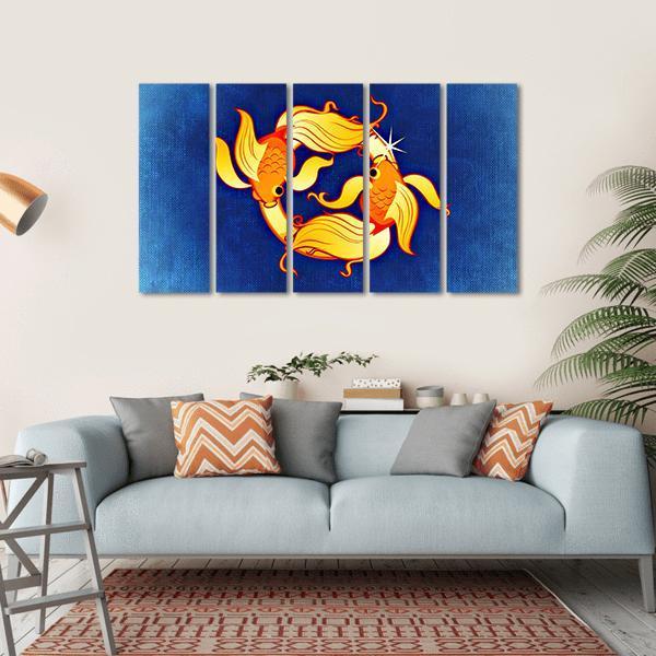 Pisces Zodiac Sign Canvas Wall Art-5 Horizontal-Gallery Wrap-22" x 12"-Tiaracle