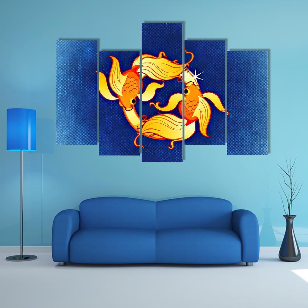 Pisces Zodiac Sign Canvas Wall Art-5 Pop-Gallery Wrap-32" x 21"-Tiaracle