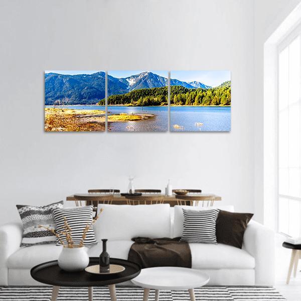 Pitt Lake In British Columbia Canada Panoramic Canvas Wall Art-3 Piece-25" x 08"-Tiaracle