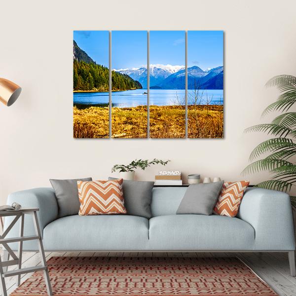 Pitt Lake With The Snow Capped Peaks Of The Golden Ears Canvas Wall Art-4 Horizontal-Gallery Wrap-34" x 24"-Tiaracle