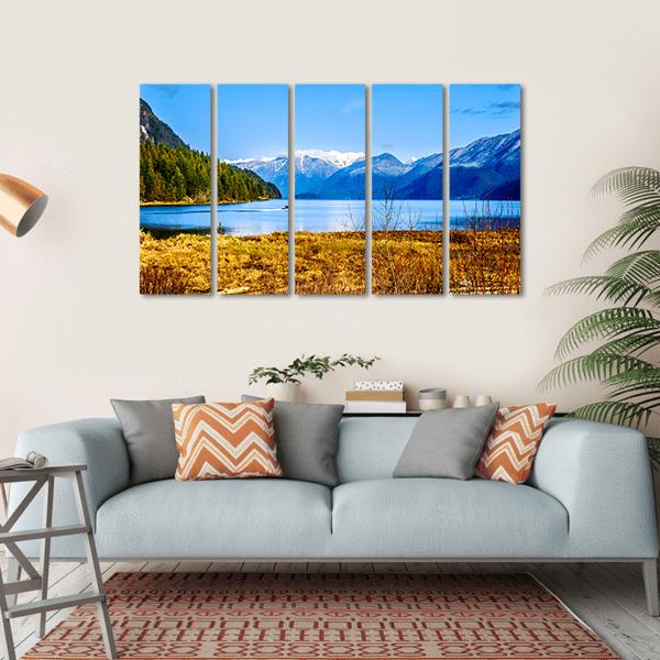 Pitt Lake With The Snow Capped Peaks Of The Golden Ears Canvas Wall Art-5 Horizontal-Gallery Wrap-22" x 12"-Tiaracle