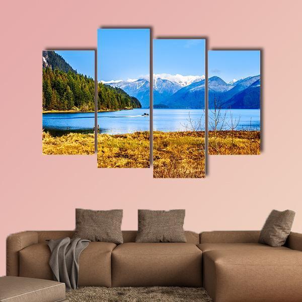 Pitt Lake With The Snow Capped Peaks Of The Golden Ears Canvas Wall Art-4 Pop-Gallery Wrap-50" x 32"-Tiaracle