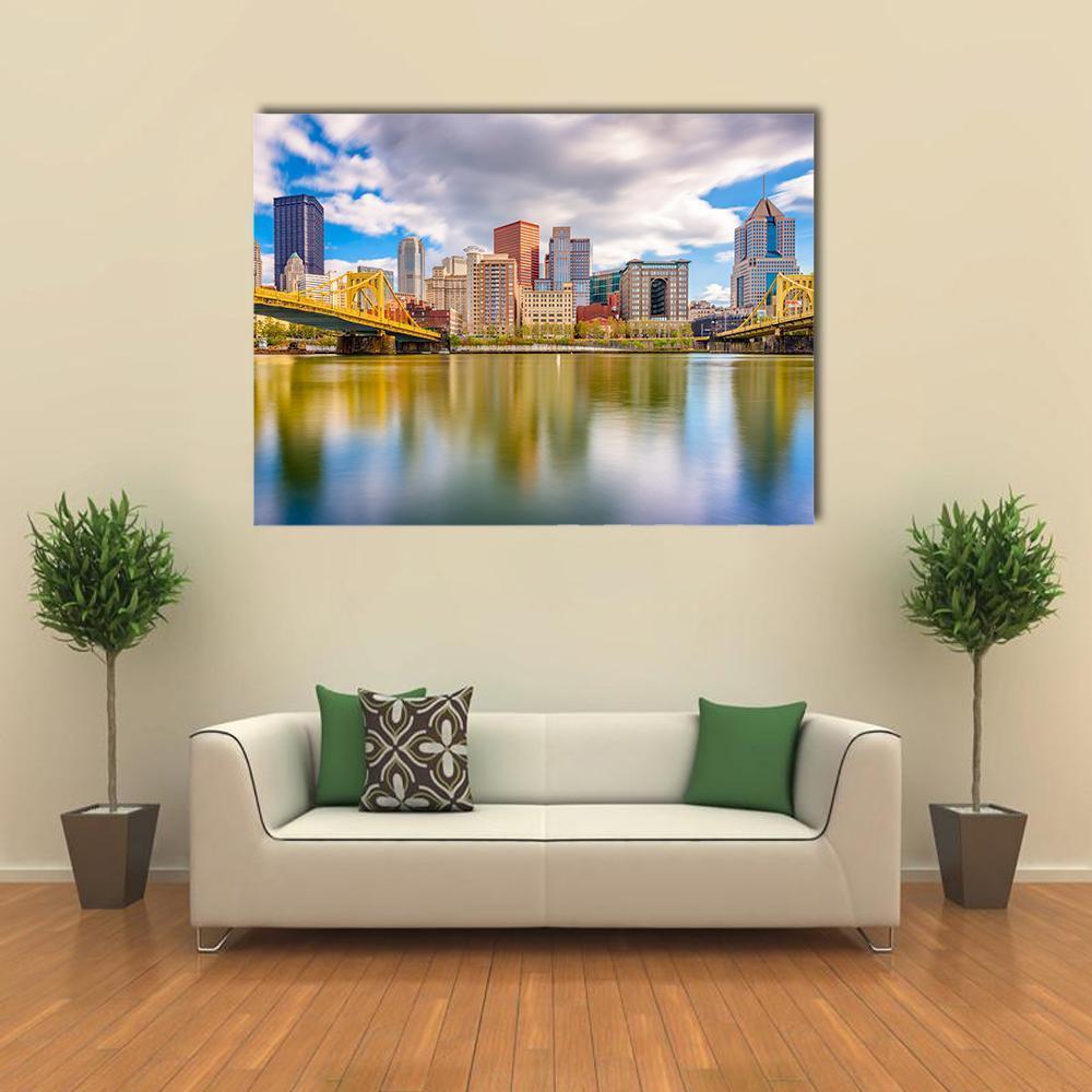 Pittsburgh Skyline Canvas Wall Art-1 Piece-Gallery Wrap-36" x 24"-Tiaracle