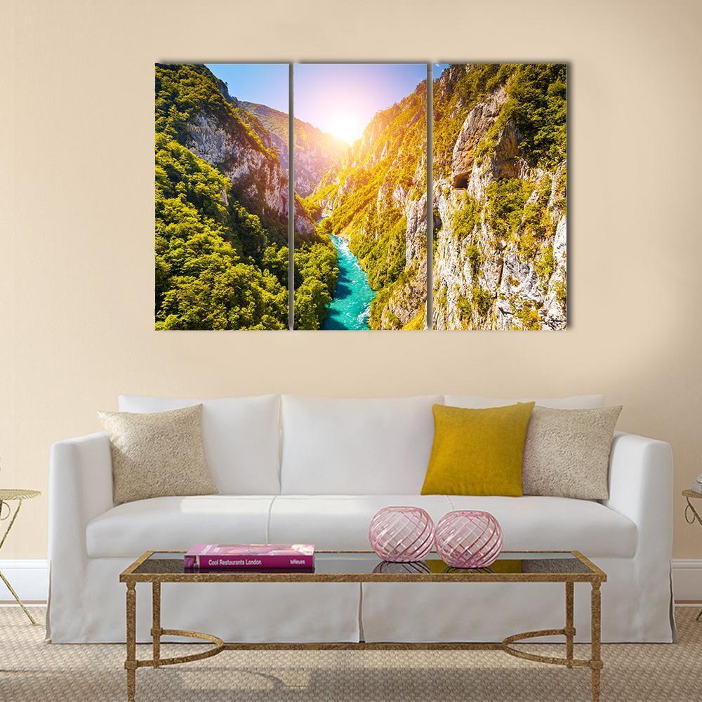 Piva Canyon In Montenegro Canvas Wall Art-3 Horizontal-Gallery Wrap-37" x 24"-Tiaracle