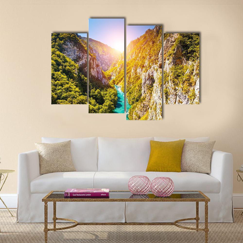 Piva Canyon In Montenegro Canvas Wall Art-4 Pop-Gallery Wrap-50" x 32"-Tiaracle